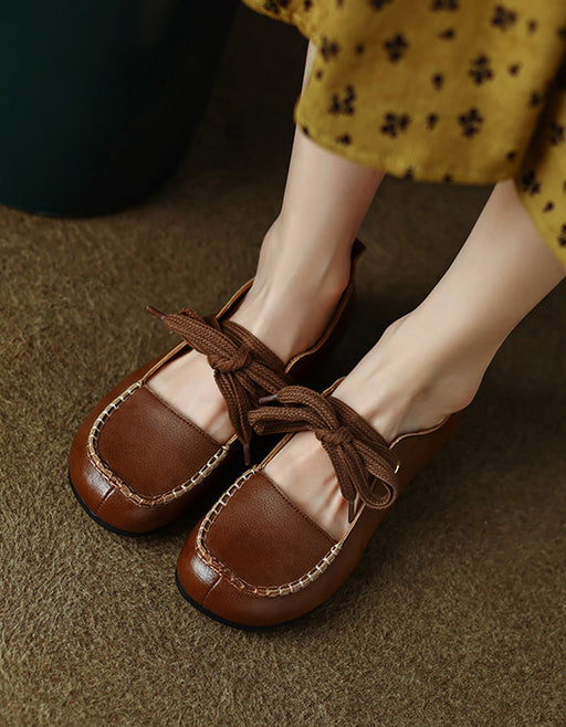 Front Lace-up Round Head Cute Mary Janes Sep Shoes Collection 2022 105.00