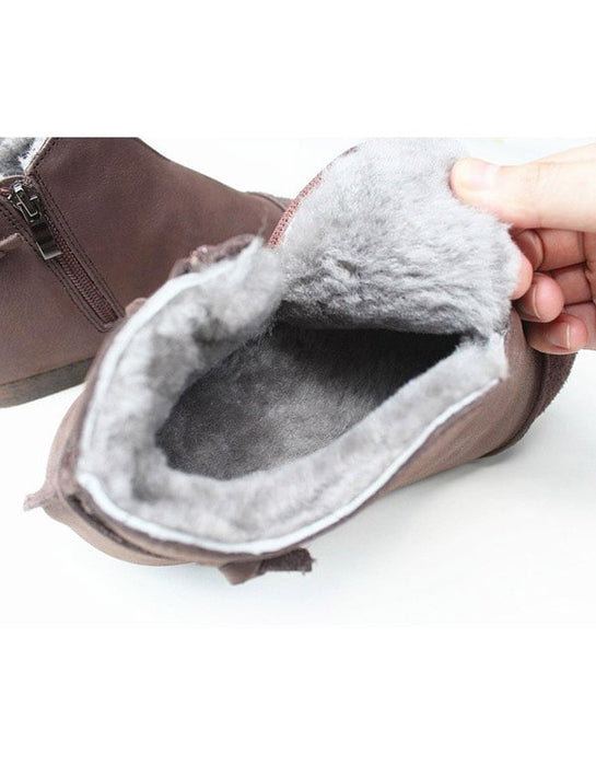 Fur Warmth Retro Leather Winter Boots