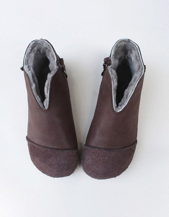 Fur Warmth Retro Leather Winter Boots