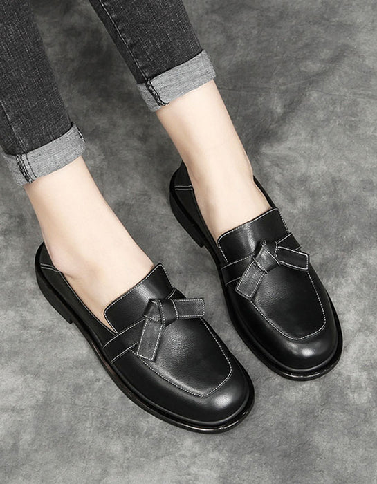 Genuine Leather Bowknot Spring Flat Shoes