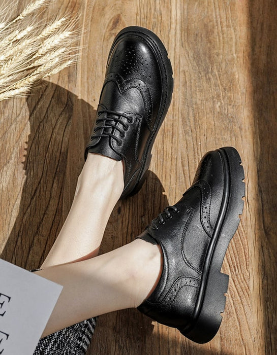 Genuine Leather British Style Thick Heel Oxford Shoes Aug New Trends 2020 81.00