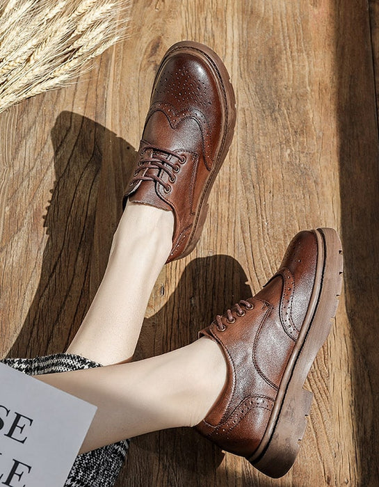 Genuine Leather British Style Thick Heel Oxford Shoes Aug New Trends 2020 81.00