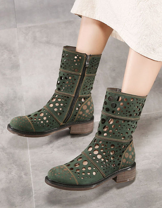 Genuine Leather Thick Heel Chivalrous Summer Boots