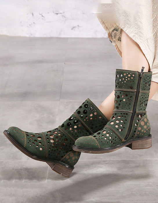Genuine Leather Thick Heel Chivalrous Summer Boots