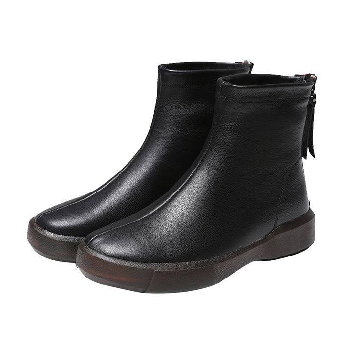 Genuine Leather Chelsea Velvet Short Boots 34-43