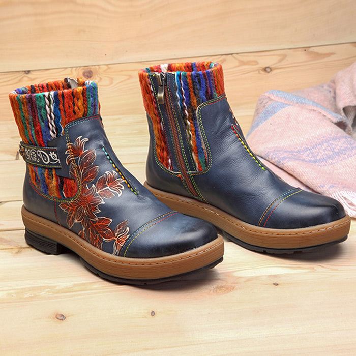 Handmade Leather Vintage Ethnic Women's Winter Boots 36-42
