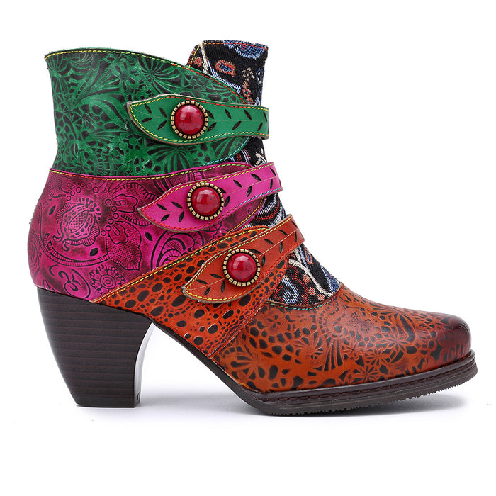 Vintage Handmade Color Matching Women Ethnic Boots 36-42
