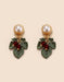 Green Leaf Retro Pearl Stud Earrings Accessories 18.50