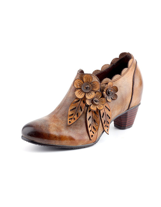 Handmade Side Flower Elegant Chunky Heels (36-42) Jan Shoes Collection 2023 98.80