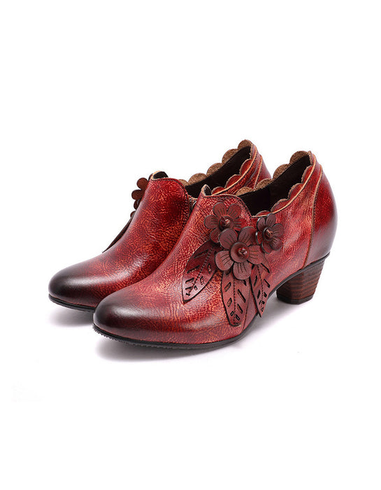 Handmade Side Flower Elegant Chunky Heels (36-42) Jan Shoes Collection 2023 98.80