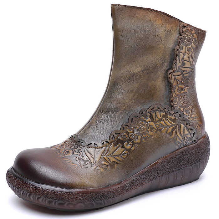Hand-Carved Thick-Bottomed Retro Boots | Gift Shoes