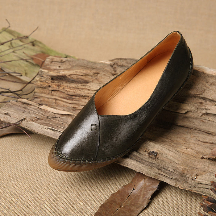 Hand-Stitched Retro Pointed Flats