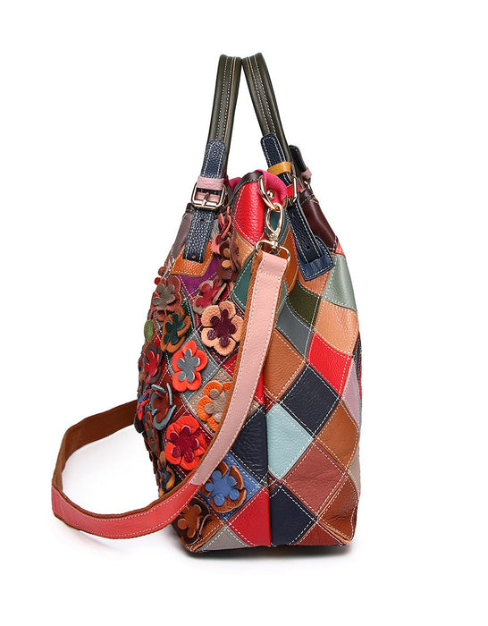 Hand-painted Colored Flower Plaid Women's Handbag Accessories 85.50