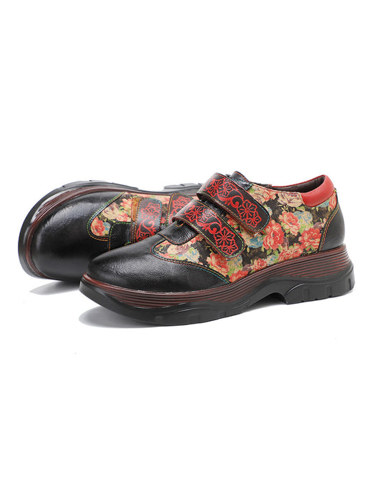 Hand-painted Double Velcro Front Vintage Floral Shoes Sep Shoes Collection 2022 88.00