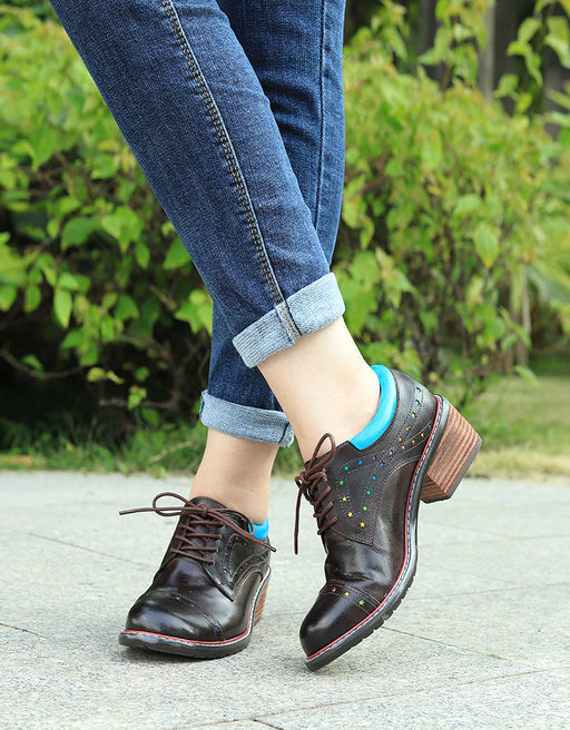 Hand-painted Vintage Oxford Shoes for Women Sep Shoes Collection 2022 95.00