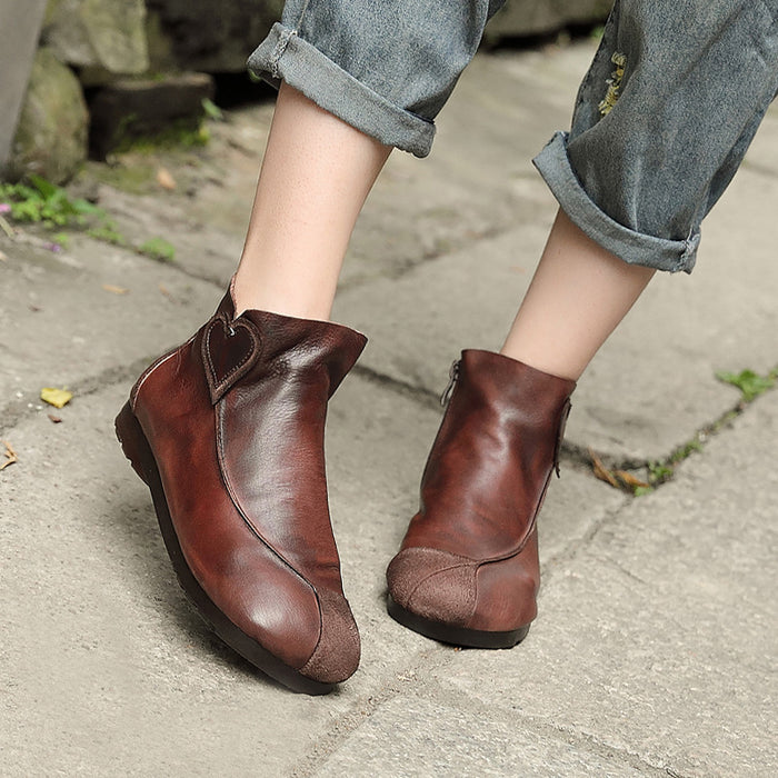 Hand Stitching Flat Short Boots | Gift Shoes