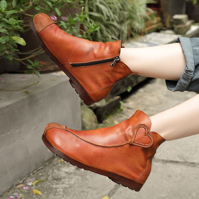Hand Stitching Flat Short Boots | Gift Shoes