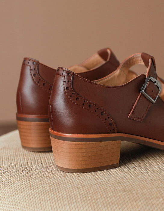 Handmade Brogue Style T-strap Oxford Shoes April Shoes Collection 2023 106.00