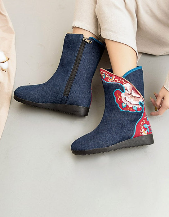 Handmade Cotton Embroidered Ethnic Style Boots