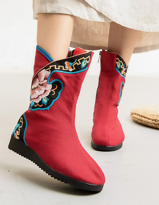 Handmade Cotton Embroidered Ethnic Style Boots