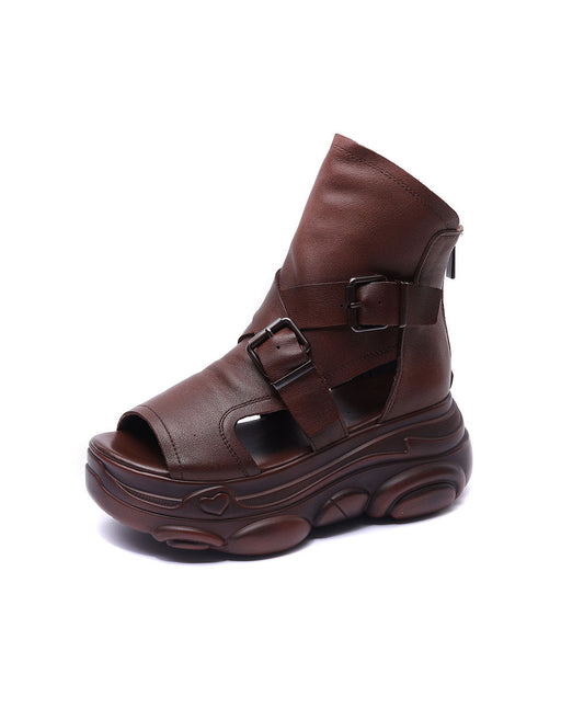 Handmade Cross Buckle Open Toe Platform Sandals April Shoes Collection 2023 87.00