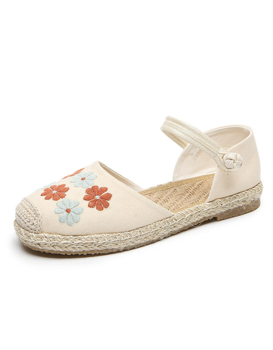 Handmade Daisy Embroidery Comfortable Flat Shoes