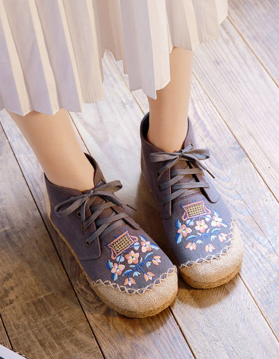 Handmade Embroidery Linen Comfortable Shoes