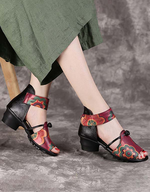 Handmade Ethnic Style Fish-toe Chunky Sandals June Shoes Collection 2021 65.70
