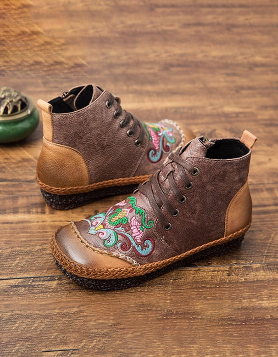 Handmade Ethnic style Embroidery Ankle Boots