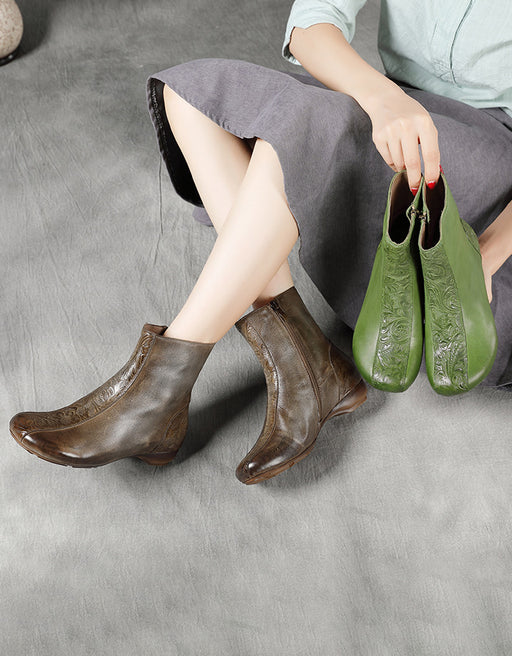 Handmade Front Embossing Retro Flat Boots Feb Shoes Collection 2023 98.80