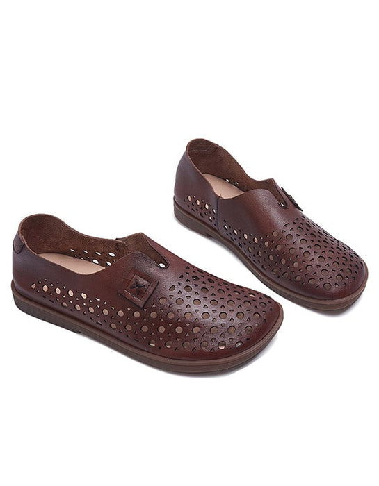 Handmade Hollow Leather Retro women's Flats