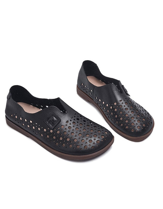 Handmade Hollow Leather Retro women's Flats