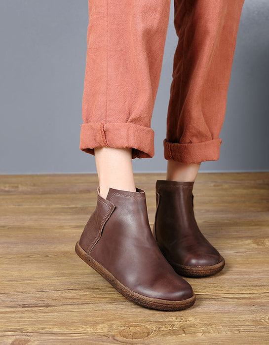 Handmade Retro Leather Short Boots