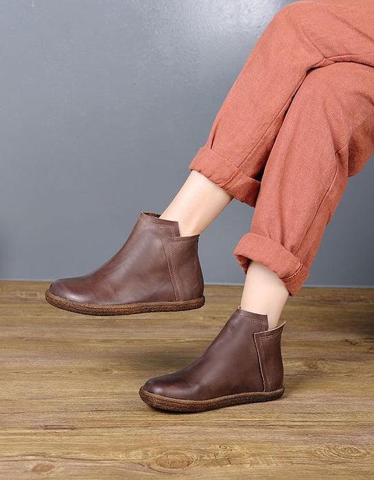 Handmade Retro Leather Short Boots