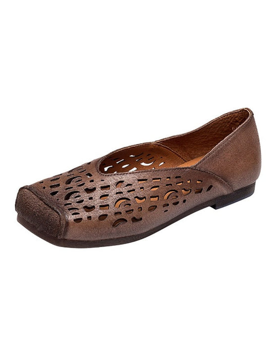 Handmade Leather Comfort Brown Flats