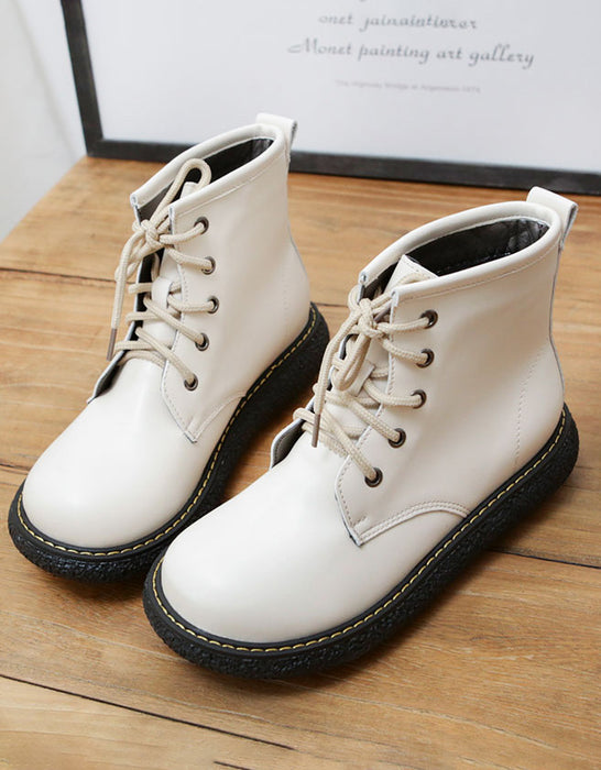 Handmade Leather Platform Retro Boots for Women