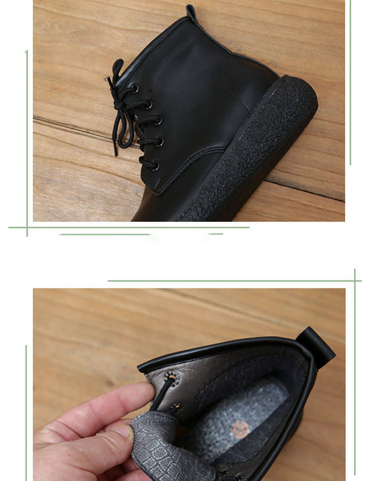 Handmade Leather Platform Retro Boots for Women
