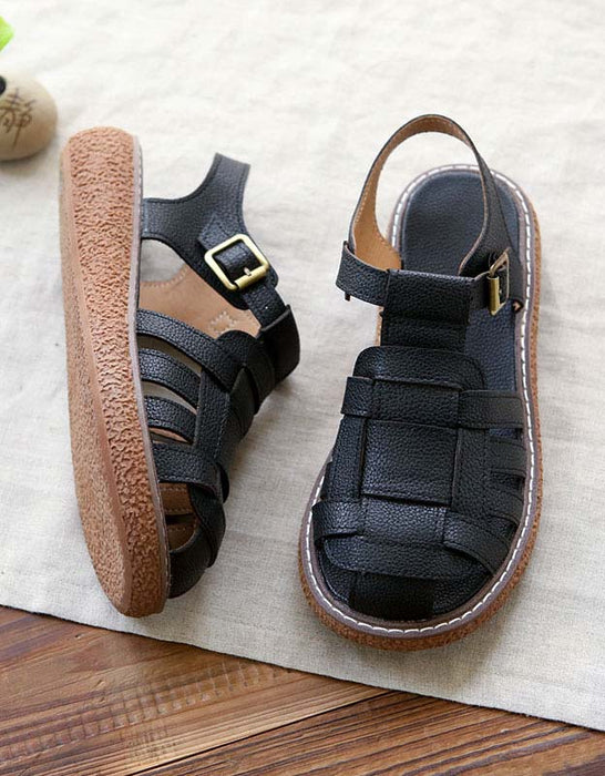 Handmade Leather Retro Woven Sandals — Obiono