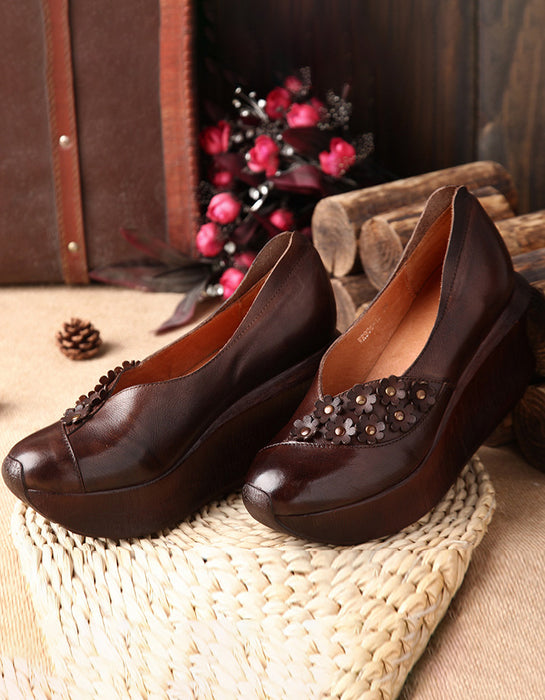 Handmade Leather Vintage Wedge Shoes for Women Feb Shoes Collection 2023 108.00