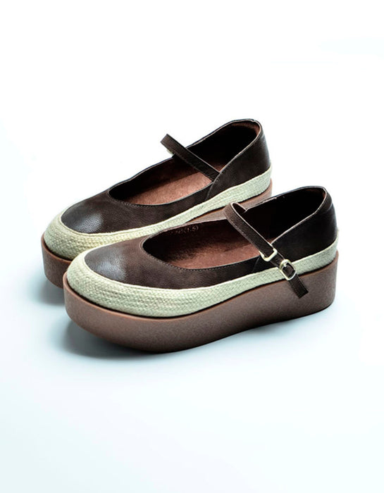Handmade Leather Waterproof Platform Spring Shoes
