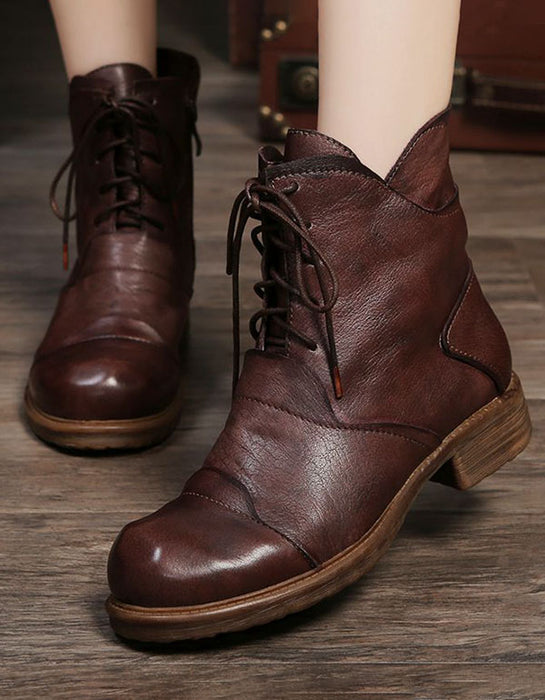 Handmade Leather Women's British Short Boots