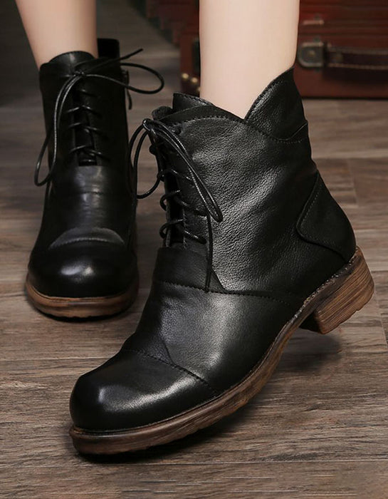 Handmade Leather Women's British Short Boots