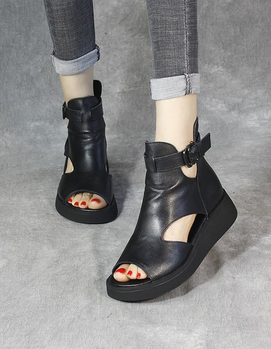 Handmade Retro Ankle Strap Open Toe Sandals — Obiono