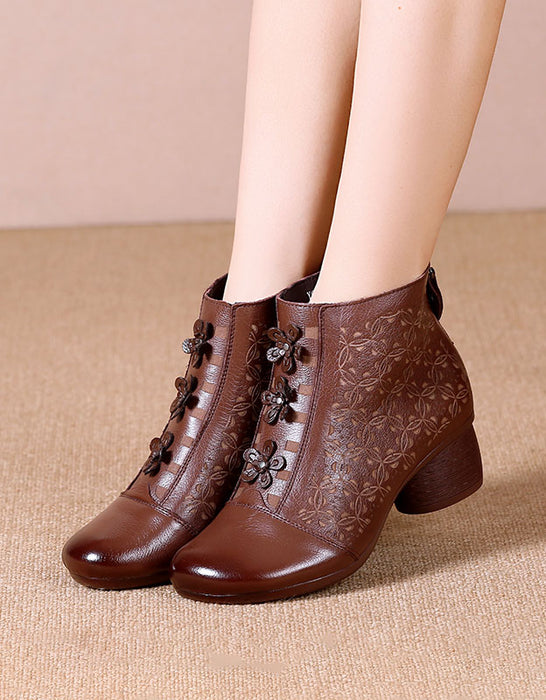 Handmade Carved Comfortable Retro Chunky Boots Jan Shoes Collection 2022 80.00