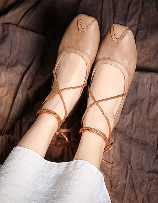 Ankle Lace-up Handmade Retro Flat Shoes