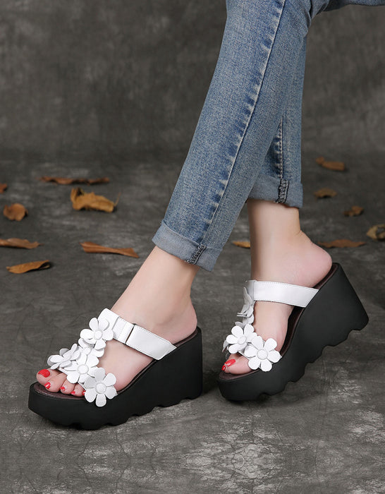 Handmade Retro Flower Wedge Slippers March Shoes Collection 2023 89.00