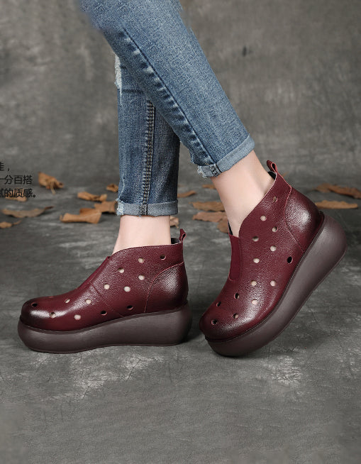 Handmade Retro Front Elastic Hollow Wedge Boots Aug Shoes Collection 2022 105.50