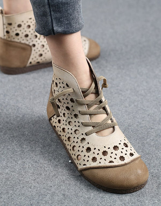 Handmade Soft Sole Hollow Summer Boots — Obiono