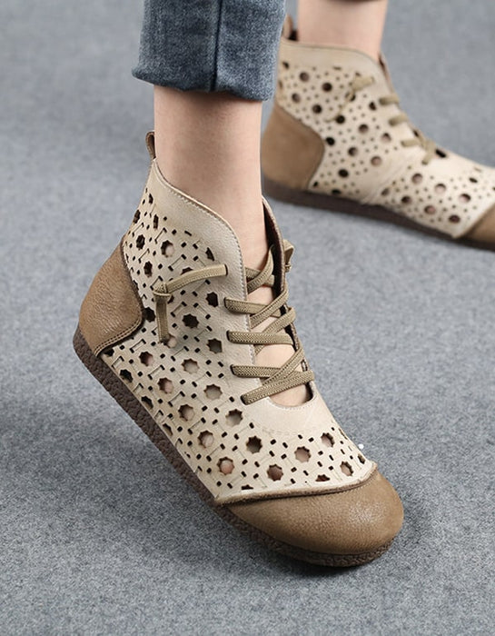 Handmade Soft Sole Hollow Summer Boots — Obiono