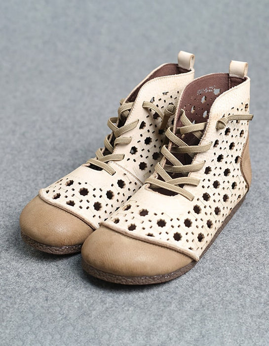 Handmade Retro Lace-up Hollow Ankle Boots April Shoes Trends 2021 72.20